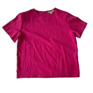Oscar De‎ La Renta Expressions X-Large Top Hot Pink Silk Blouse Barbiecore